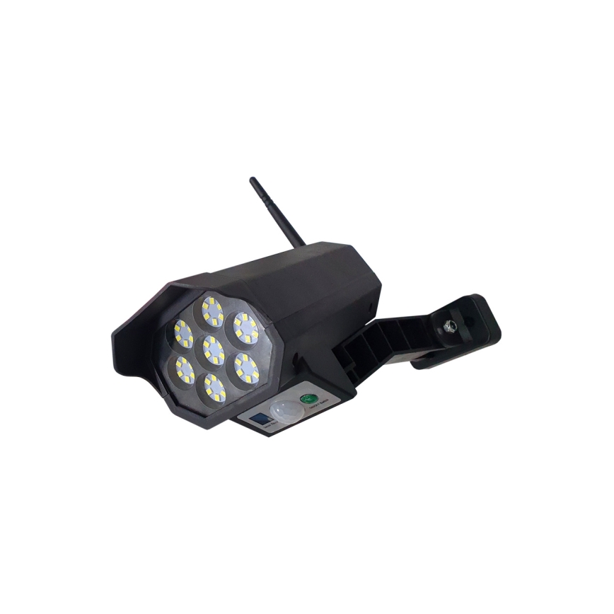 Câmara de segurança LED solar fictícia com sensor LED/3,7V IP44 preto + comando