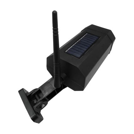 Câmara de segurança LED solar fictícia com sensor LED/3,7V IP44 preto + comando