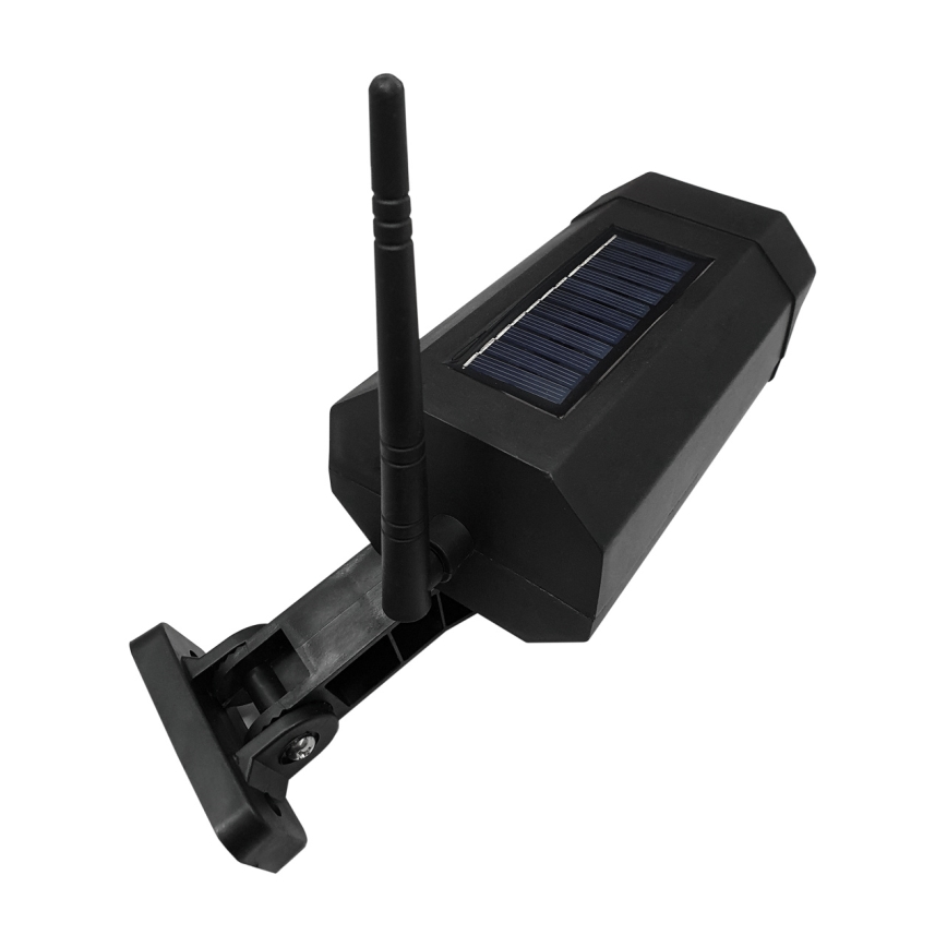 Câmara de segurança LED solar fictícia com sensor LED/3,7V IP44 preto + comando