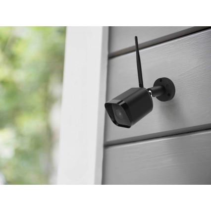 Câmara exterior inteligente com sensor Full HD 1080p 12V IP65 Wi-Fi Tuya preto