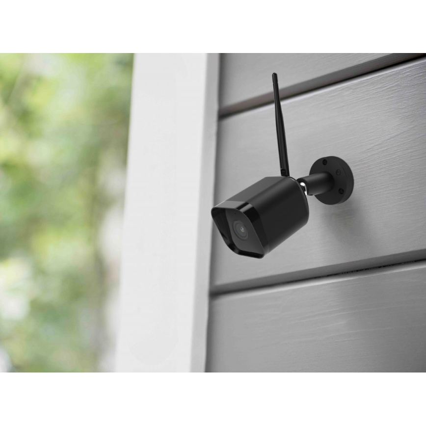 Câmara exterior inteligente com sensor Full HD 1080p 12V IP65 Wi-Fi Tuya preto