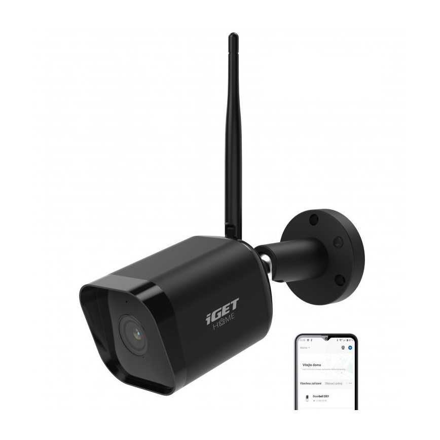 Câmara exterior inteligente com sensor Full HD 1080p 12V IP65 Wi-Fi Tuya preto