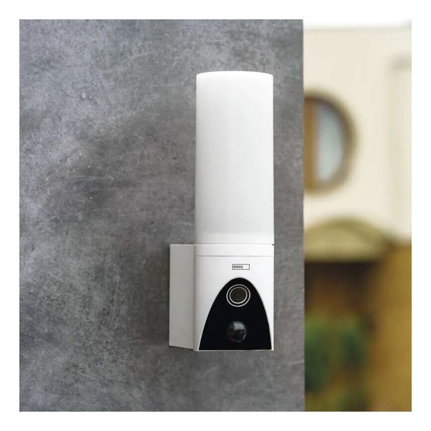Câmara exterior LED inteligente com iluminação GoSmart LED/12W/230V IP65 Wi-Fi Tuya branco