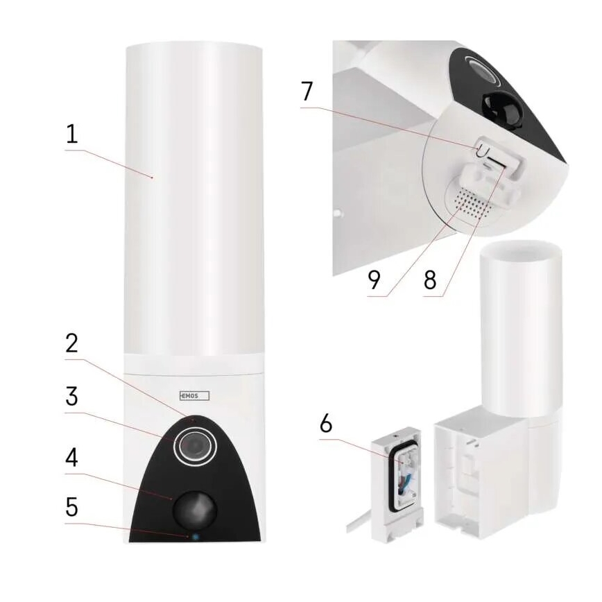 Câmara exterior LED inteligente com iluminação GoSmart LED/12W/230V IP65 Wi-Fi Tuya branco
