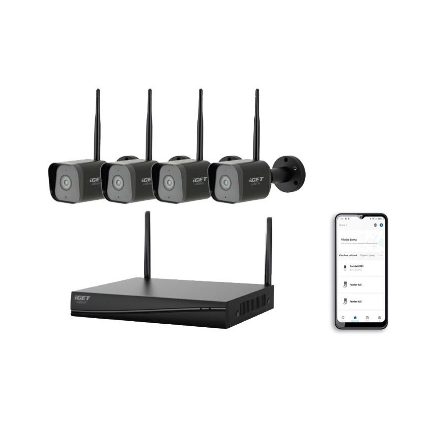 Câmara inteligente sistema + 4x câmara com sensor 2K+ 12V IP65 Wi-Fi
