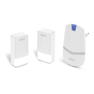 Campainha de tomada sem fios 230V + 2x button IP44 branca