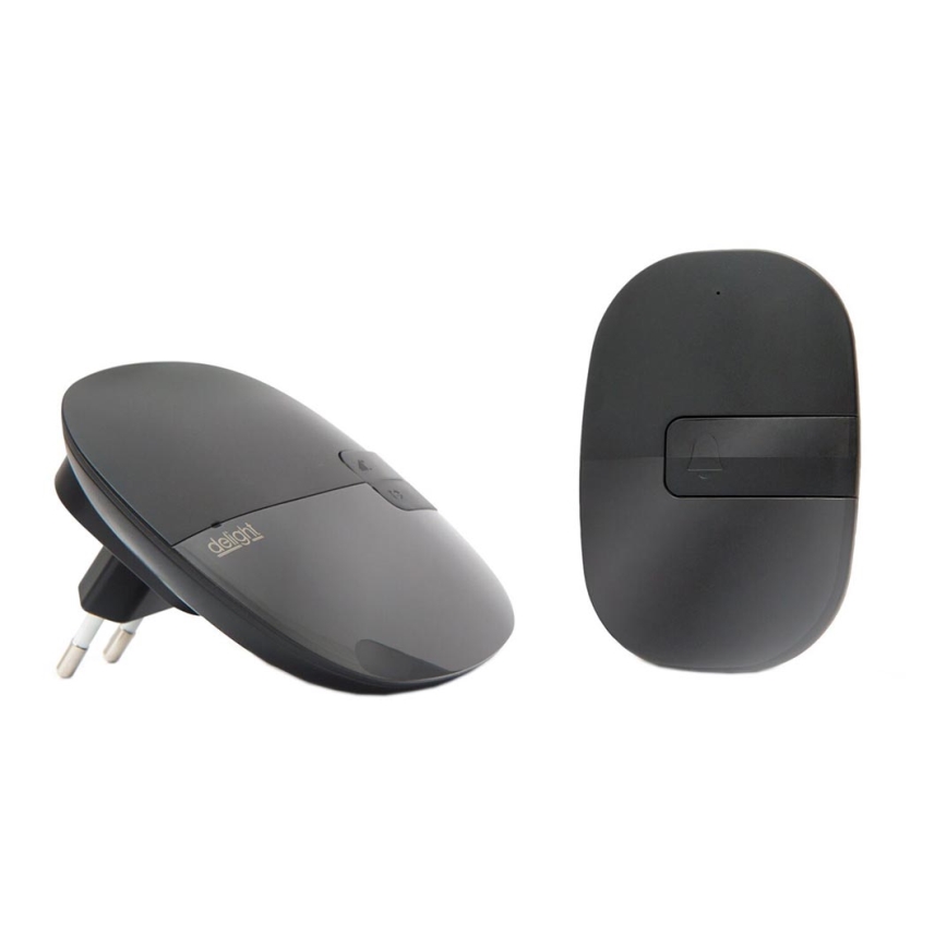 Campainha de tomada sem fios 230V preta