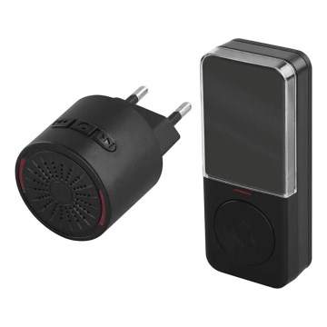 Campainha sem fio para tomada 230V + 1xCR2032 preta