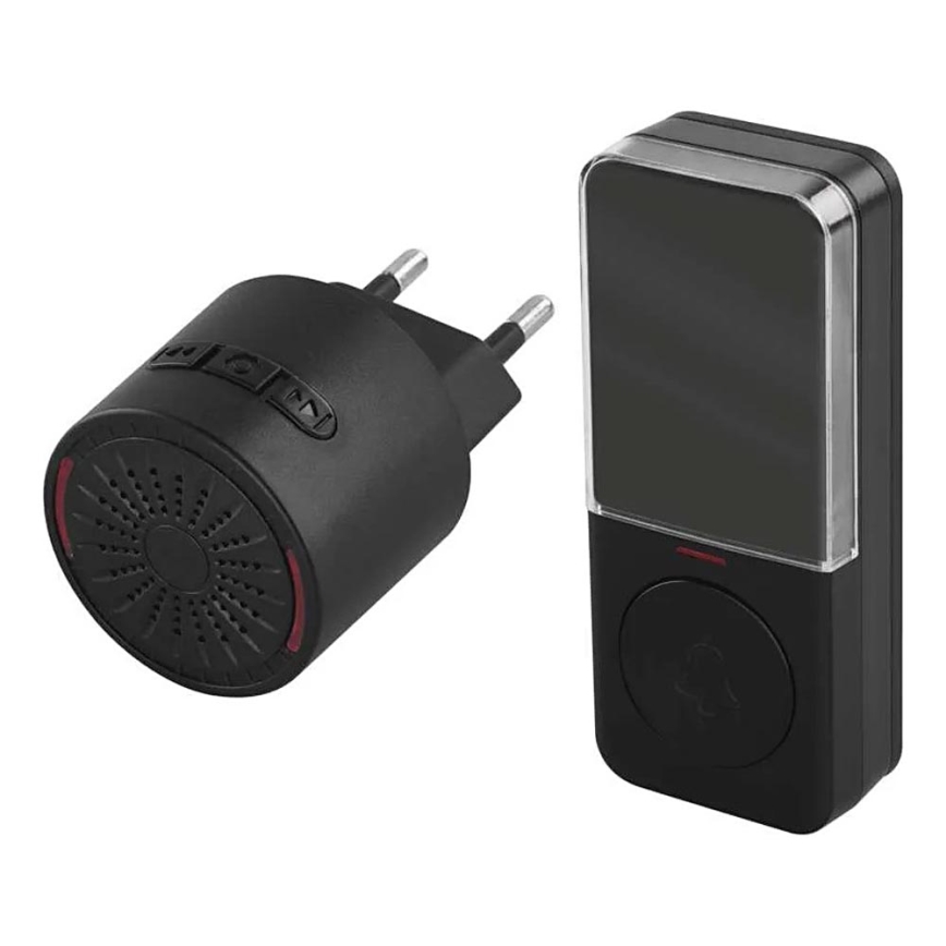 Campainha sem fio para tomada 230V + 1xCR2032 preta