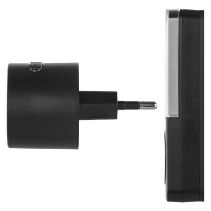 Campainha sem fio para tomada 230V + 1xCR2032 preta