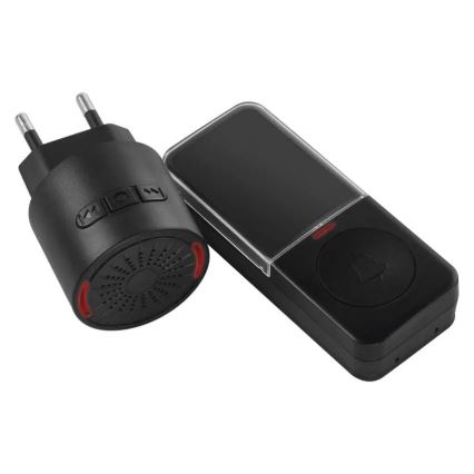 Campainha sem fio para tomada 230V + 1xCR2032 preta