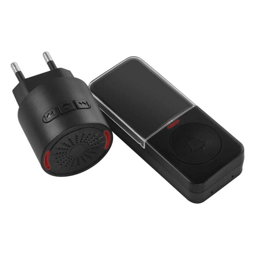 Campainha sem fio para tomada 230V + 1xCR2032 preta