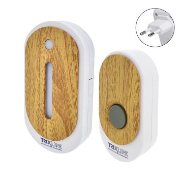 Campainha sem fio para tomada BELL 230V + 1x23A castanha