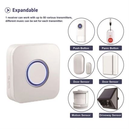 Campainha sem fios 3xAAA IP55 branca