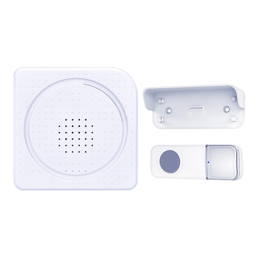 Campainha sem fios alimentada a pilhas 3V/3xAA IP44 branco