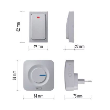 Campainha sem fios de tomada 230V IP44 branca