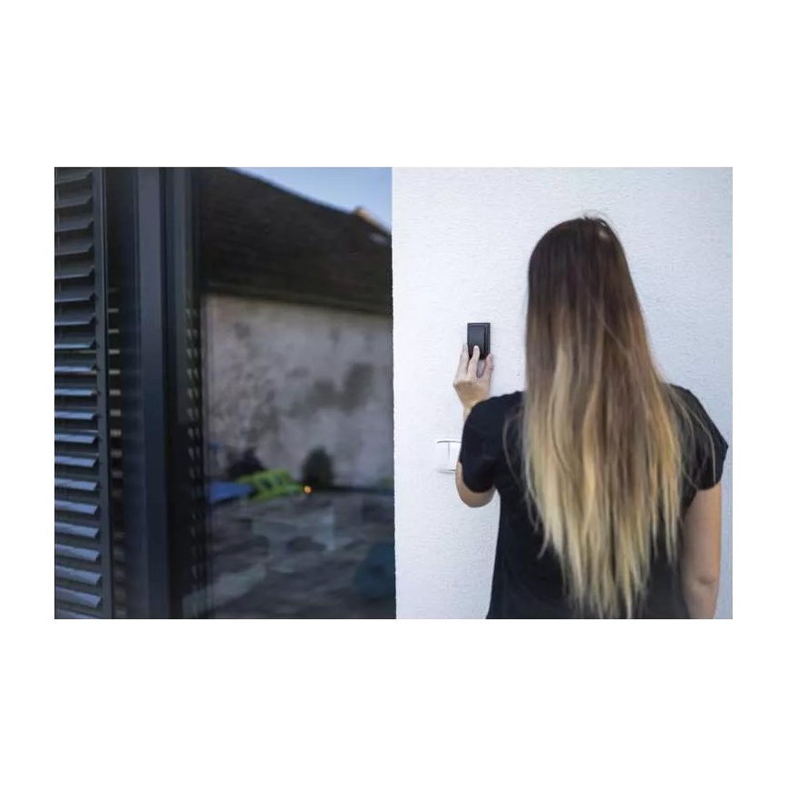 Campainha sem fios de tomada 230V IP44 preta