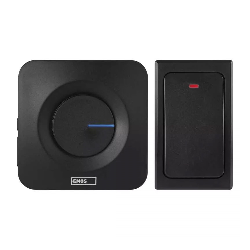 Campainha sem fios de tomada 230V IP44 preta