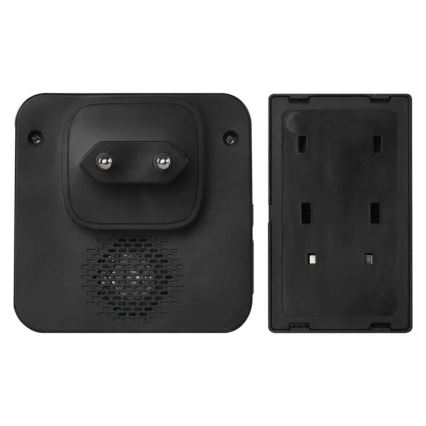Campainha sem fios de tomada 230V IP44 preta