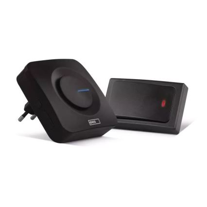 Campainha sem fios de tomada 230V IP44 preta