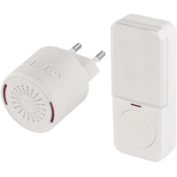 Campainha sem fios para tomada 230 V + 1x CR2032 branca