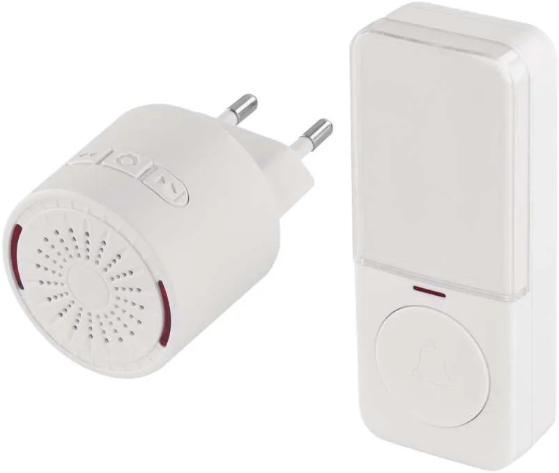 Campainha sem fios para tomada 230 V + 1x CR2032 branca
