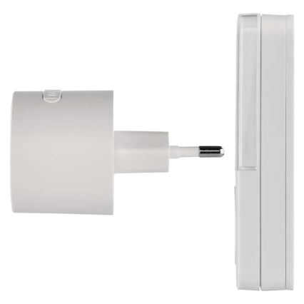 Campainha sem fios para tomada 230 V + 1x CR2032 branca