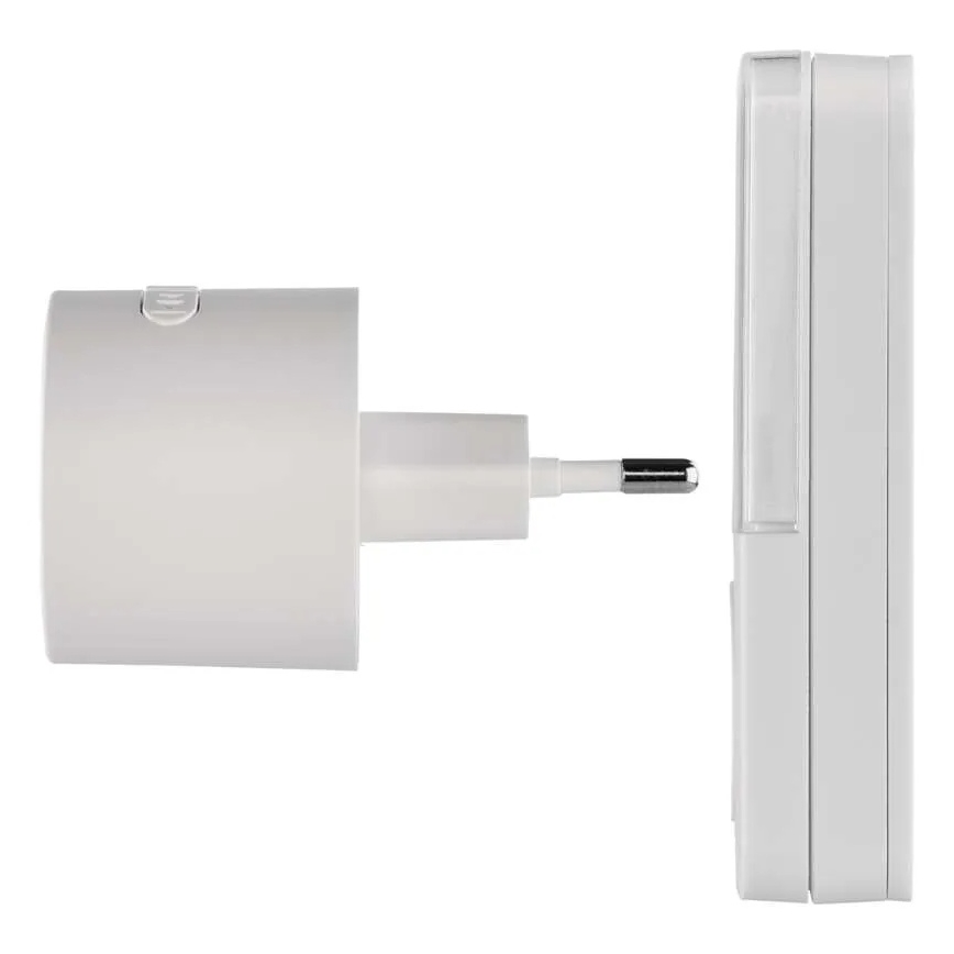 Campainha sem fios para tomada 230 V + 1x CR2032 branca