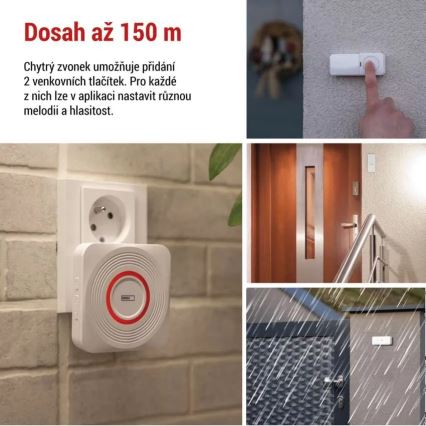 Campainha sem fios para tomada GoSmart 230V + 1xCR2032, branca, Wi-Fi