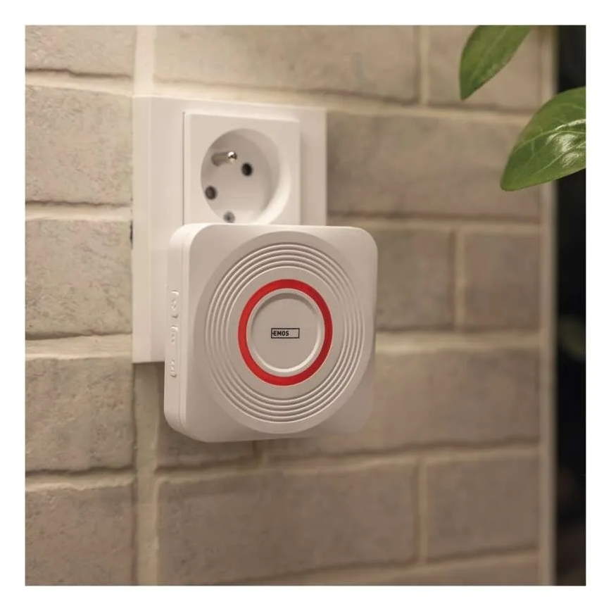 Campainha sem fios para tomada GoSmart 230V + 1xCR2032, branca, Wi-Fi