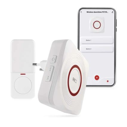 Campainha sem fios para tomada GoSmart 230V + 1xCR2032, branca, Wi-Fi