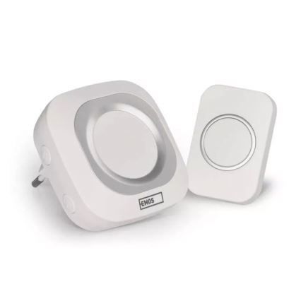 Campainha Sem Fios Plug-in 230V + 1xCR2032 IP44 branco
