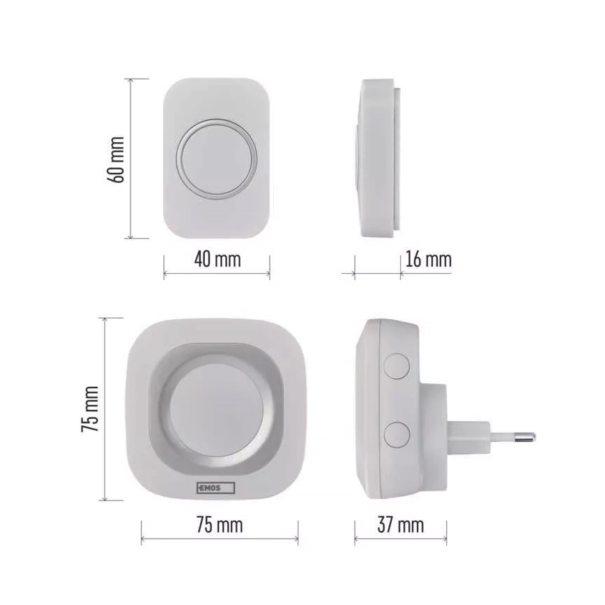 Campainha Sem Fios Plug-in 230V + 1xCR2032 IP44 branco