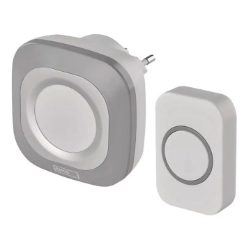 Campainha Sem Fios Plug-in 230V + 1xCR2032 IP44 cinzento