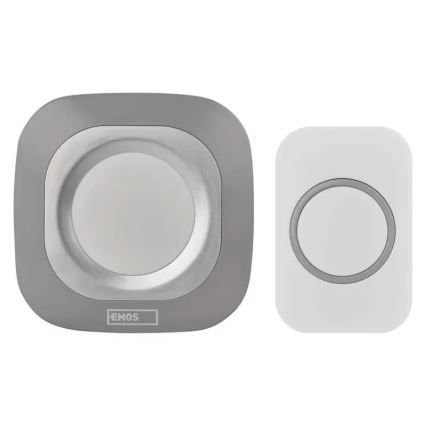 Campainha Sem Fios Plug-in 230V + 1xCR2032 IP44 cinzento