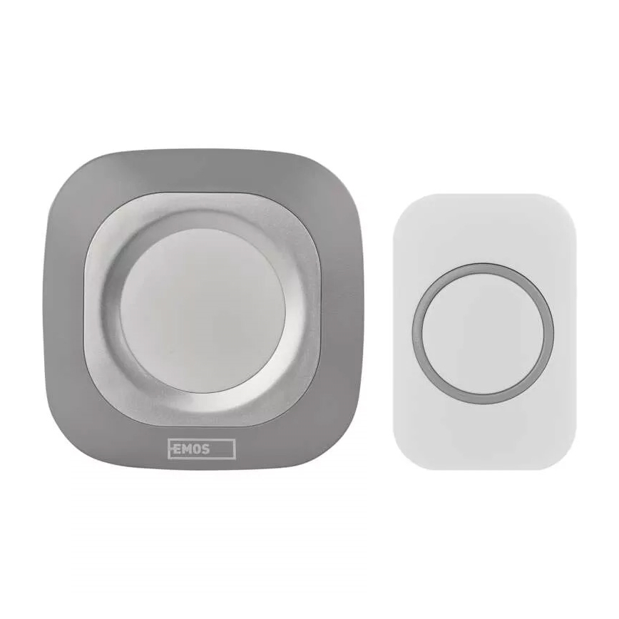 Campainha Sem Fios Plug-in 230V + 1xCR2032 IP44 cinzento