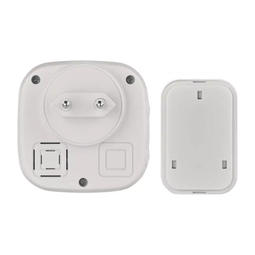 Campainha Sem Fios Plug-in 230V + 1xCR2032 IP44 cinzento