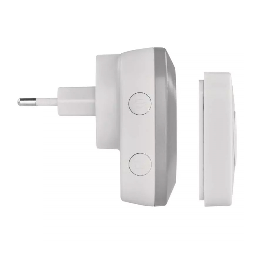 Campainha Sem Fios Plug-in 230V + 1xCR2032 IP44 cinzento