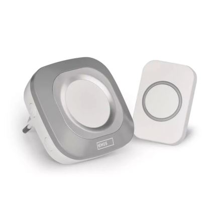 Campainha Sem Fios Plug-in 230V + 1xCR2032 IP44 cinzento