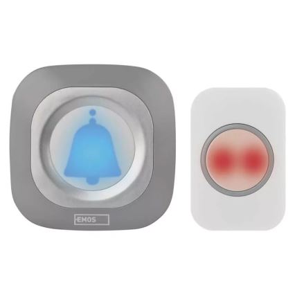 Campainha Sem Fios Plug-in 230V + 1xCR2032 IP44 cinzento