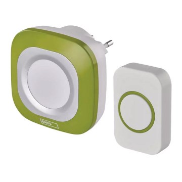 Campainha Sem Fios Plug-in 230V + 1xCR2032 IP44 verde