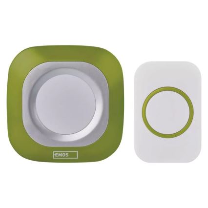 Campainha Sem Fios Plug-in 230V + 1xCR2032 IP44 verde