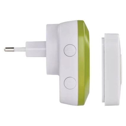 Campainha Sem Fios Plug-in 230V + 1xCR2032 IP44 verde