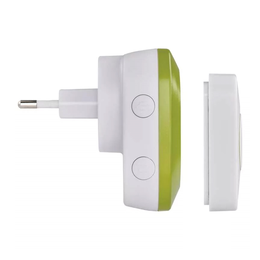 Campainha Sem Fios Plug-in 230V + 1xCR2032 IP44 verde