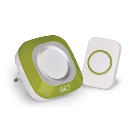 Campainha Sem Fios Plug-in 230V + 1xCR2032 IP44 verde