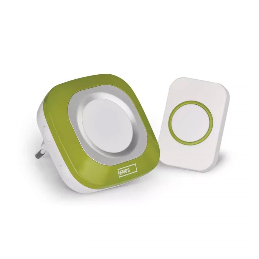 Campainha Sem Fios Plug-in 230V + 1xCR2032 IP44 verde
