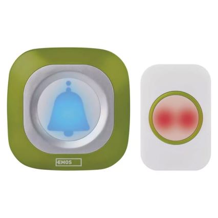 Campainha Sem Fios Plug-in 230V + 1xCR2032 IP44 verde