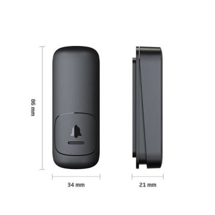 Campainha Sem Fios Plug-in cinético 230V preto