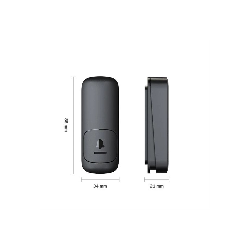 Campainha Sem Fios Plug-in cinético 230V preto