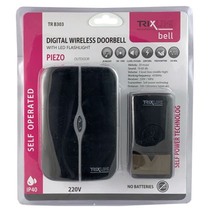 Campainha Sem Fios Plug-in PIEZO BELL 230V IP40 preto